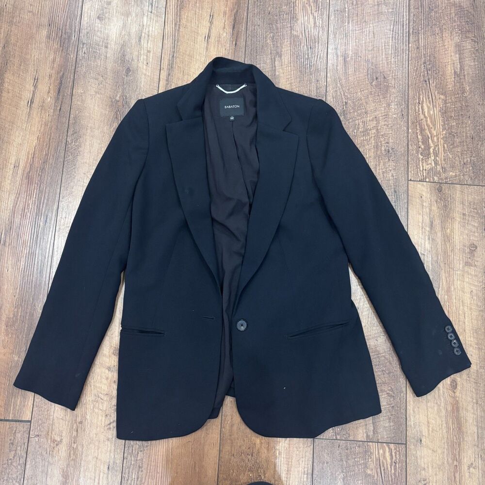 Aritzia Babaton Single-Breasted Blazer Black Lined Womens 6 Quiet Luxury Minimal - Picture 2 of 7
